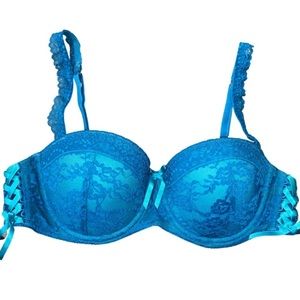 Adore Me Contor Blue Floral Side LaceUp Bra Size 38C